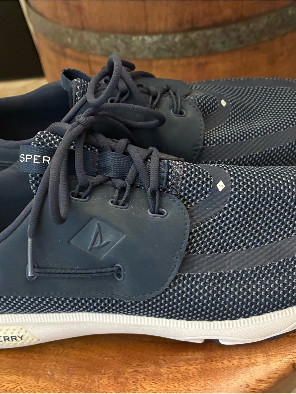 Sperry Men's Navy Knit Lace-Up Boat Shoe